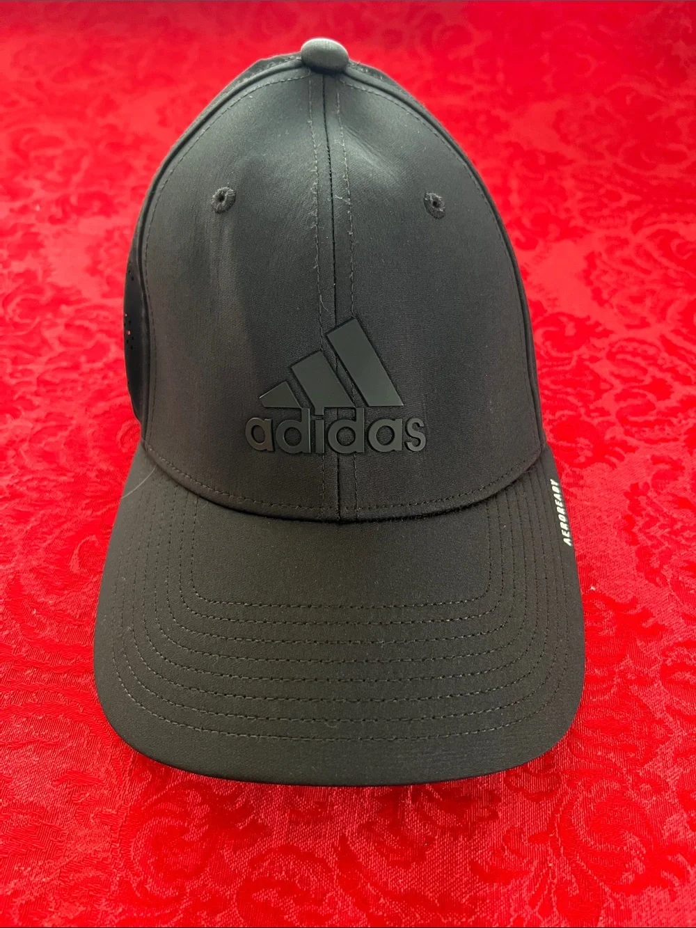 adidas Aeroready Black Performance Baseball Cap L/XL Mesh Vent Running Golf Hat